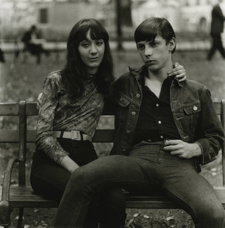 Diane Arbus, Young couple on a bench in Washington Square Park, N.Y.C., c.1965 , Howard Greenberg Gallery