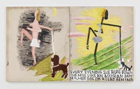 Rose Wylie, Pink Girl, Like an Assyrian Dancer and Pink Clouds, 2021 , David Zwirner