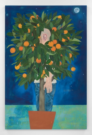 Michael Hilsman, Man In Orange Tree At Night, 2021, Almine Rech