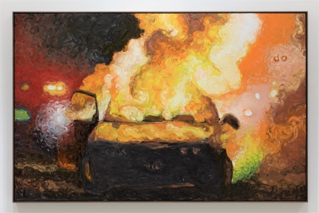 Koen Theys, Burning Car With Backlight, 2021 , KETELEER GALLERY