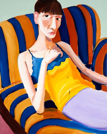 Jenni Hiltunen, Woman with Blue and Orange Stripes, 2022 , Galerie Forsblom