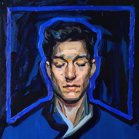Agnes Grochulska, Midnight (Portrait with Cobalt Blue Outline), 2020 , PULPO GALLERY