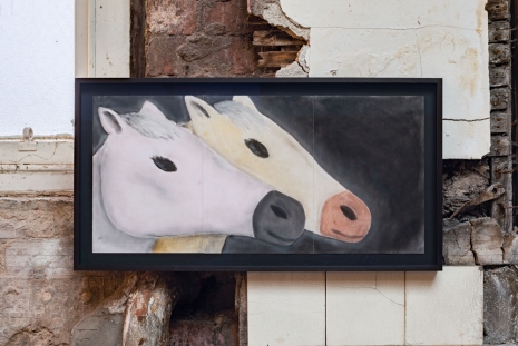Andrew Sim, Portrait of two horses, one pink and one gold, 2022 , The Modern Institute