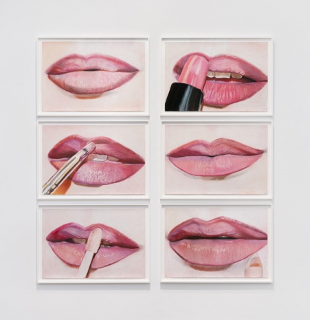Gina Beavers, Pink lip tutorial, 2022 , Marianne Boesky Gallery