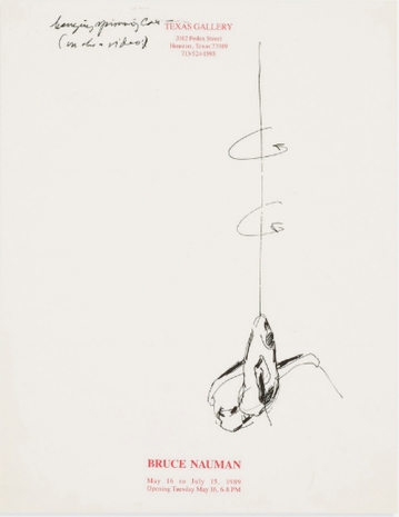 Bruce Nauman , Nauman Untitled (study for Hanging Spinning Cat), c. 1989 , Wilde