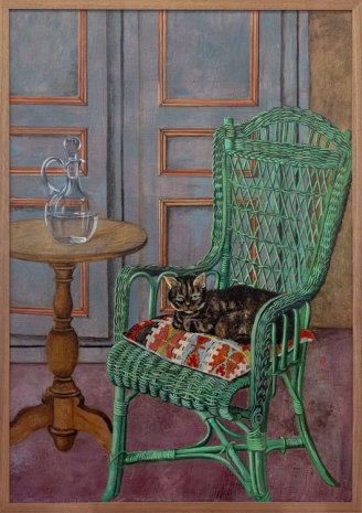 Setsuko, Chat assis sur fauteuil en osier vert, 1996 - 1997 , Gagosian