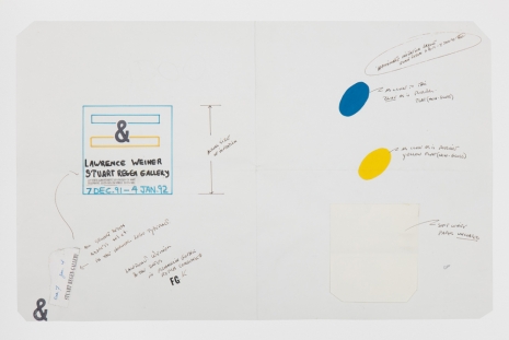 Lawrence Weiner , Untitled (Drawing for Stuart Regen Gallery Poster 1991-92), 1991 , Regen Projects