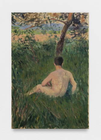 David Horváth , Self-portrait on grass, 2021 , Praz-Delavallade