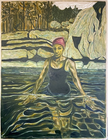 Billy Childish, stood in shallows yuba river, 2022 , Lehmann Maupin