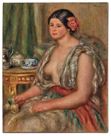 Pierre-Auguste Renoir, Jeune femme en costume oriental devant une table à thé, 1909–10, Gagosian