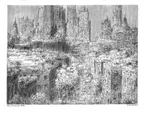 James Wines , Nature's Revenge: NYC 2050, View from Lower East Side, 2022 , Rhona Hoffman Gallery