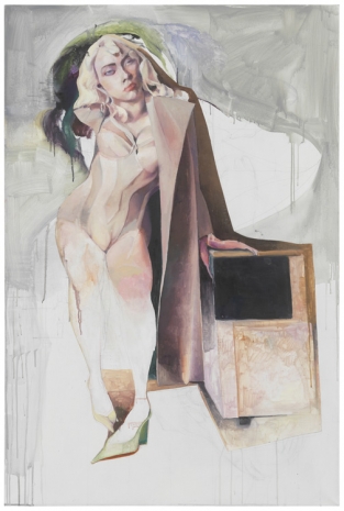 Johannes Kahrs, untitled (figure leaning on small cabinet), 2022 , Zeno X Gallery