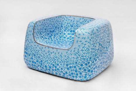 Marc Newson, Cloisonné White and Blue Chair, 2022, Gagosian