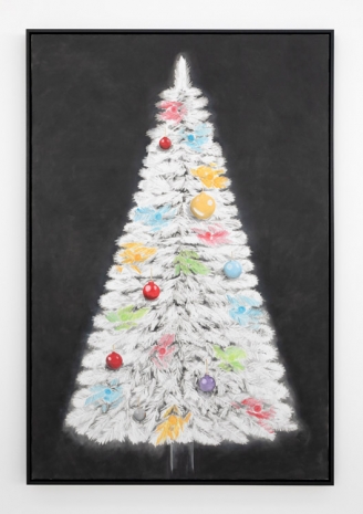 Andrew Sim, a white christmas tree with coloured lights and decorations, 2023 , The Modern Institute