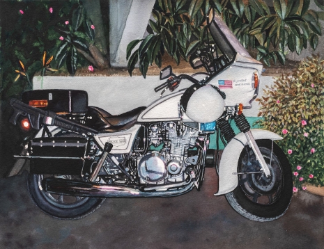 Tim Gardner, Untitled (police bike), 2023, 303 Gallery