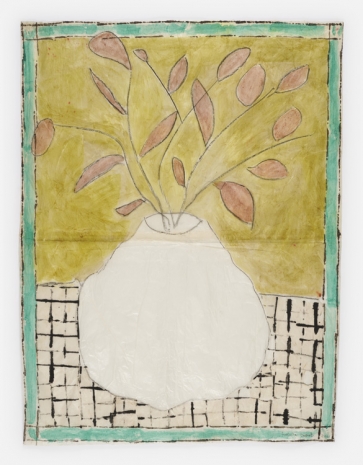 Isabella Ducrot , Vaso bianco su tavola a quadri, 2021, Galerie Gisela Capitain