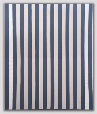 Daniel Buren , Peinture acrylique blanche sur tissu rayé blanc et bleu, 1971, Cardi Gallery