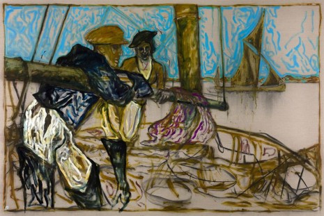 Billy Childish, Man and Woman Leaning on Boom (Oyster Catchers, Thames Estuary 1932), 2012, Lehmann Maupin