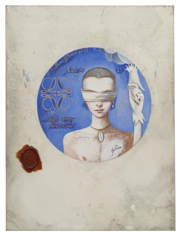 Julien Nguyen, Nikos Blindfolded after Prud’hon’s La Fortune, 2023 , Matthew Marks Gallery