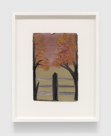 Frank Walter, Untitled (Two Tree Trunks, a Pink Sky, and a Black-and-White Fence), n.d., David Zwirner