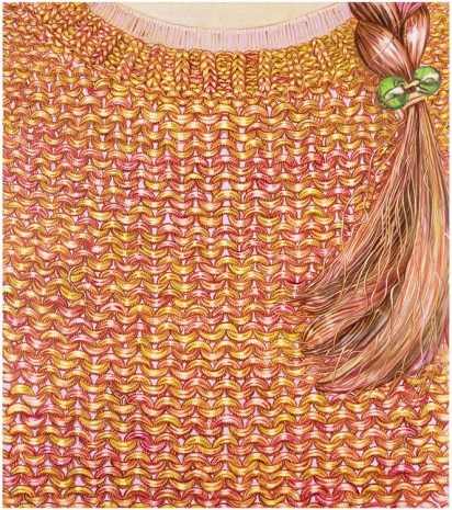 Leena Nio , Composition with a green bobbles and a pink T-shirt under a sweater, 2023 , Galerie Forsblom