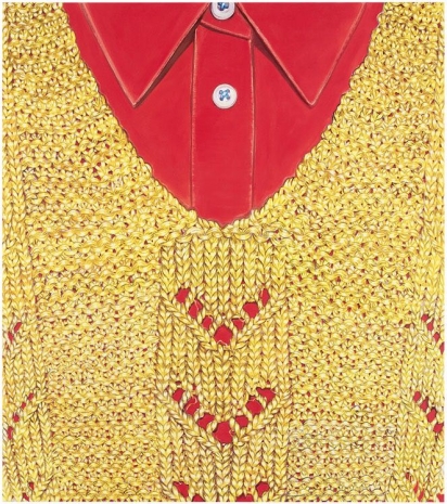 Leena Nio , Composition with a cadmium red dress shirt and old yellow sweater, 2023 , Galerie Forsblom