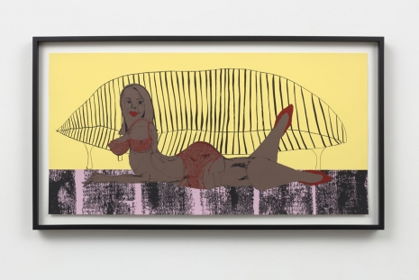 Tschabalala Self, Home Alone - Brown Skin Girl on Pink Carpet, 2023, Galerie Eva Presenhuber