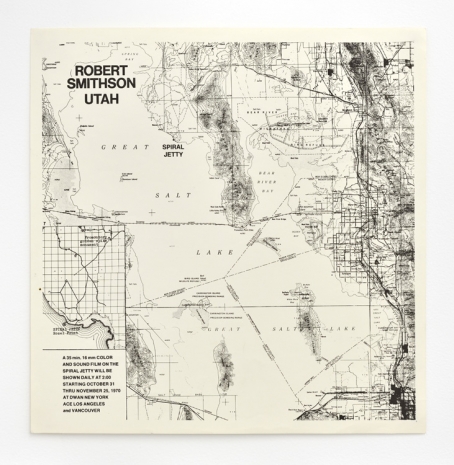 Robert Smithson, Robert Smithson Utah Map Poster for Spiral Jetty Film Screening at Dwan New York, Ace Los Angeles, and Vancouver, n.d., Marian Goodman Gallery