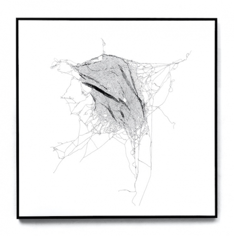 Tomás Saraceno, Arachne's handwoven Spider/Web Map of Semi-social mapping of HDF 4-473.0 by a solo Nephila senegalensis - two weeks and a solo Cyrtophora citricola - three weeks, 2022 , Tanya Bonakdar Gallery