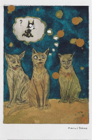 Marcel Dzama, 3 Cats thinking of one, 2024 , Tim Van Laere Gallery