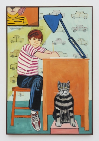 Joan Brown, Noel at His Desk with Mickey the Cat, 1972 , Matthew Marks Gallery
