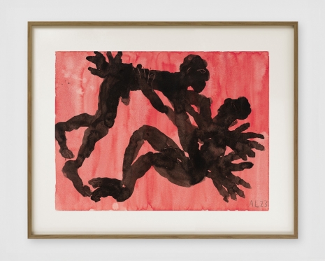 Andrew Lord , embrace II (black on red), 2023 , Galerie Eva Presenhuber