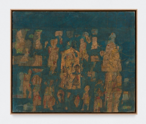 Georgeta Naparus , Compozitie pe fond verde albastrui (Composition on a Green-Blue Background), n.d. , Galeria Plan B