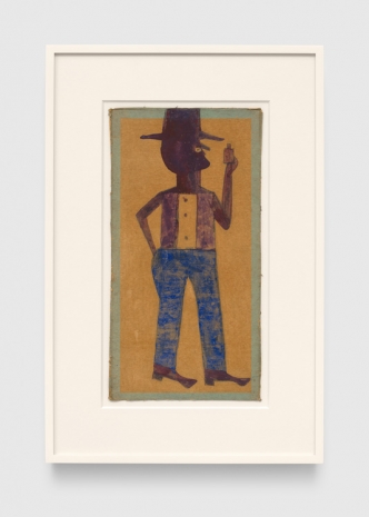 Bill Traylor, Man Wearing Maroon and Blue with Bottle, 1939-1942, David Zwirner