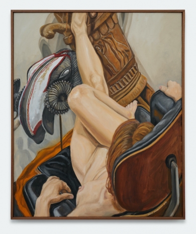 Philip Pearlstein, Model on Eames Chair with African Drum and Mask, 2018 , Bortolami Gallery
