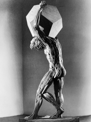 Mario Ceroli, DISCORSI PLATONICI SULLA GEOMETRIA (uomo con Dodecaedro), 1985-1990 , Cardi Gallery
