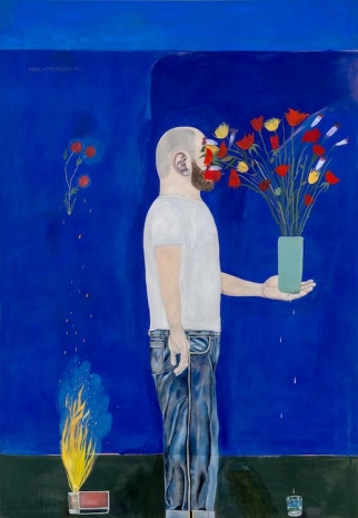 Michael Hilsman, Man, Water, Flowers, Fire, 2024 , Almine Rech
