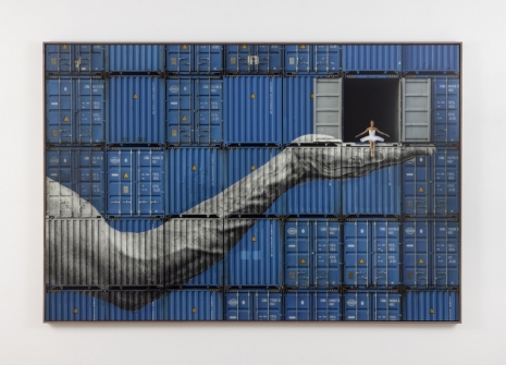 JR, Ballerina in containers, on the verge, Le Havre, France, 2021, Perrotin
