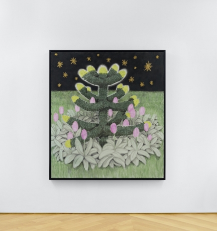 Andrew Sim, Monkey puzzle with tulips and stars, 2024 , Anton Kern Gallery