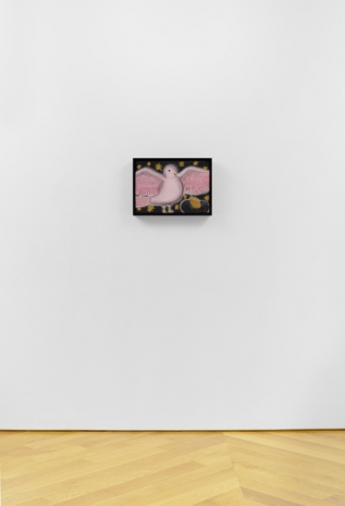 Andrew Sim, Portrait of a pink bird with stars and a gold egg, 2024 , Anton Kern Gallery