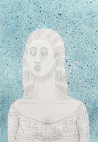 Ed Templeton, Girl in Pencil with blue background, 2019 , Tim Van Laere Gallery