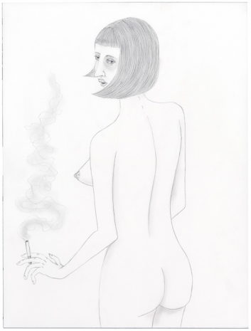 Ed Templeton, Woman smokes from behind, 2015 , Tim Van Laere Gallery