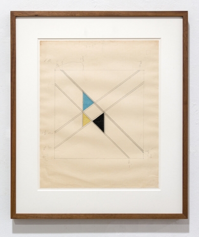 Marlow Moss, Untitled (crossed lines, with yellow and blue), c. 1942 , The Mayor Gallery