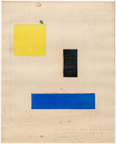 Marlow Moss, Untitled (yellow, black and blue squares), 1950 , The Mayor Gallery