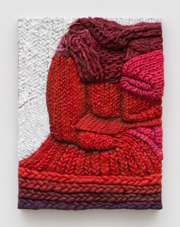 Gina Beavers, Red knit blanket mountain, 2024 , Marianne Boesky Gallery