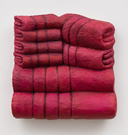 Gina Beavers, American Soft towel set in Ruby, 2024 , Marianne Boesky Gallery