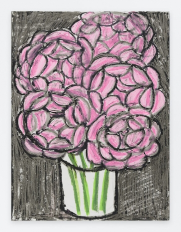 Hein Koh, Peonies, 2024, Oil pastel on paper , Anton Kern Gallery