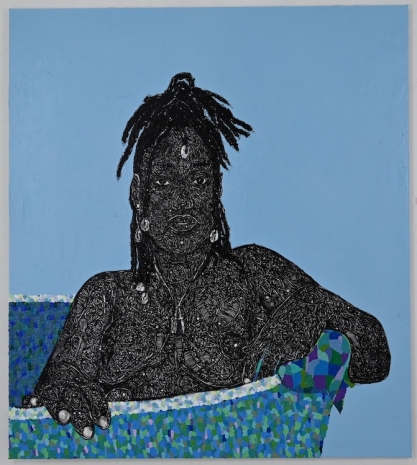 Tyna Adebowale , #TheBlueQueen (triptych), 2023 , Ellen de Bruijne PROJECTS