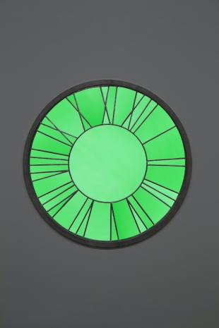 Ugo Rondinone, light green clock, 2024, Mennour