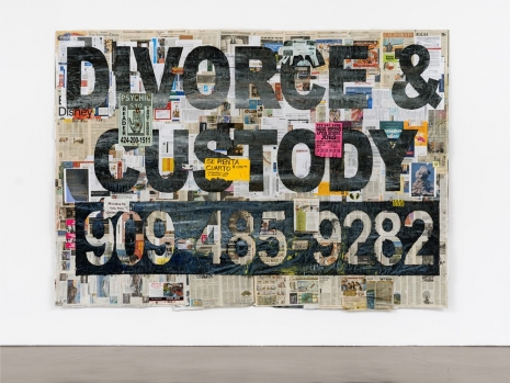 Walead Beshty, Bandit Sign Painting [DIVORCE & CUSTODY 909-485-9282 (Los Angeles Times, Sunday 23 June 2024; Los Angeles, California)], 2024 , Regen Projects